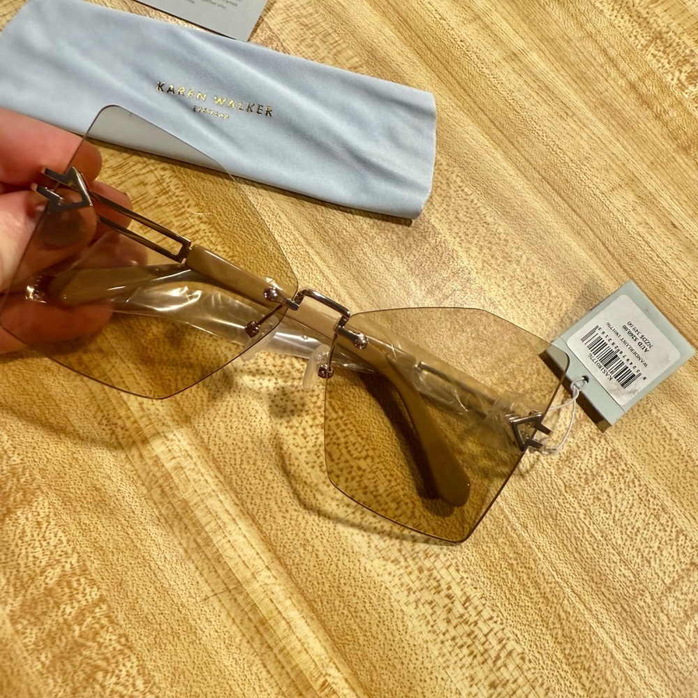 KAREN WALKER WANDERLUST CARAMEL SUNGLASSES IN CASE - Picture 8 of 13
